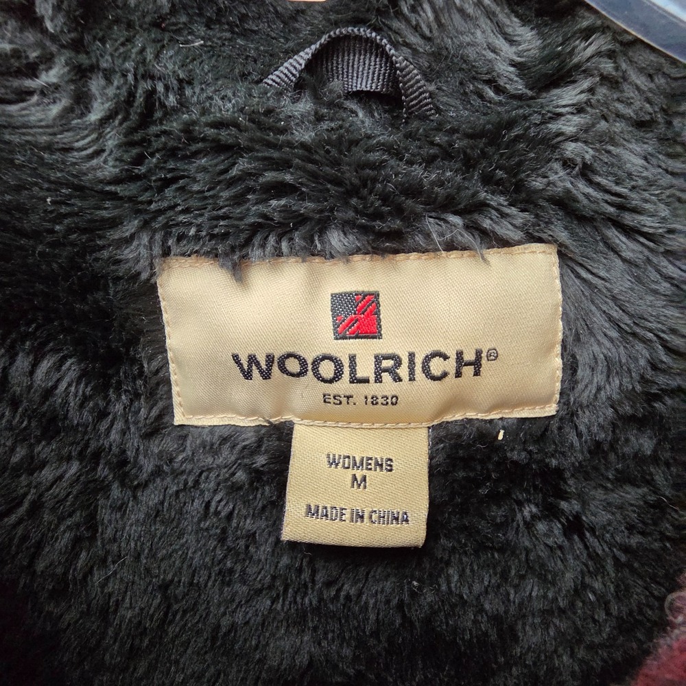 Woolrich Women's Vest Size M Black Red Plaid Faux Fur Lined Pockets Wool Blend - Picture 3 of 11